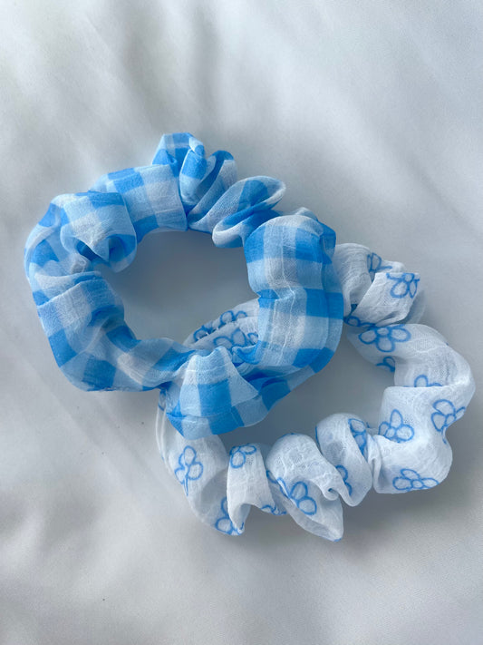Σετ 2 scrunchies σε μπλε αποχρώσεις